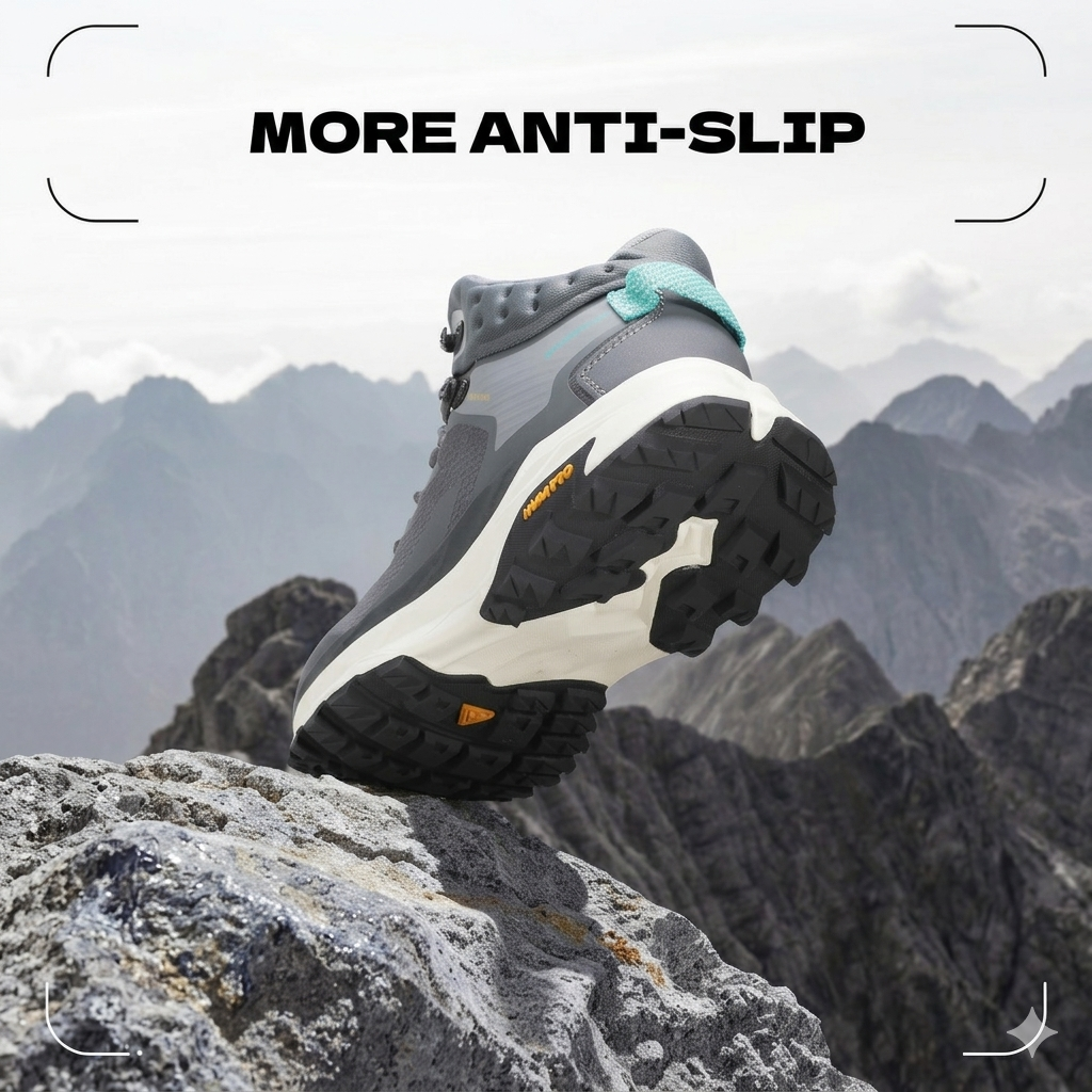 HUMTTO Men’s Mid-Cut Hiking Shoes Waterproof & Durable – Black Grey