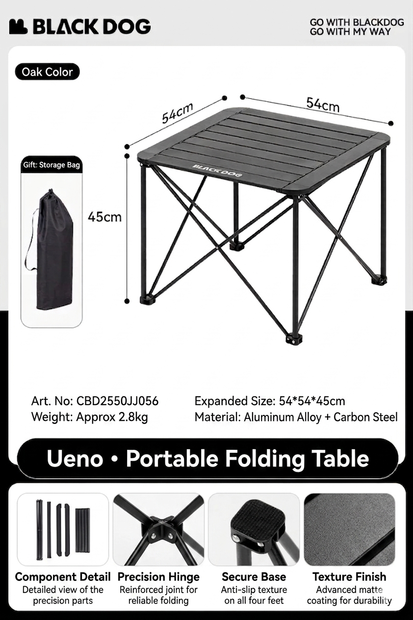 BLACKDOG Ueno Portable Folding Table - 54CM X 54CM