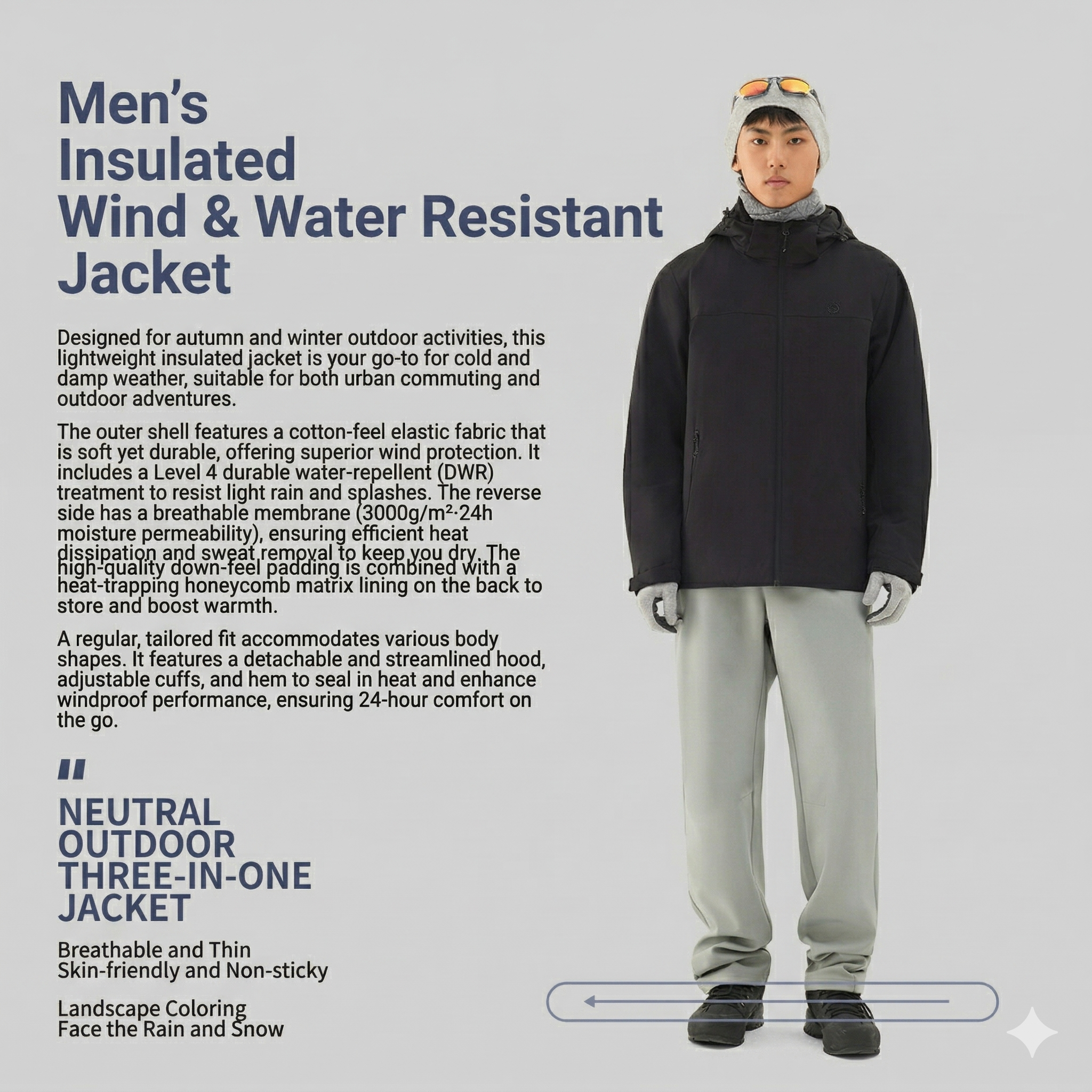 TECTOP Men’s Hiking Jacket – Waterproof & Fleece Lined