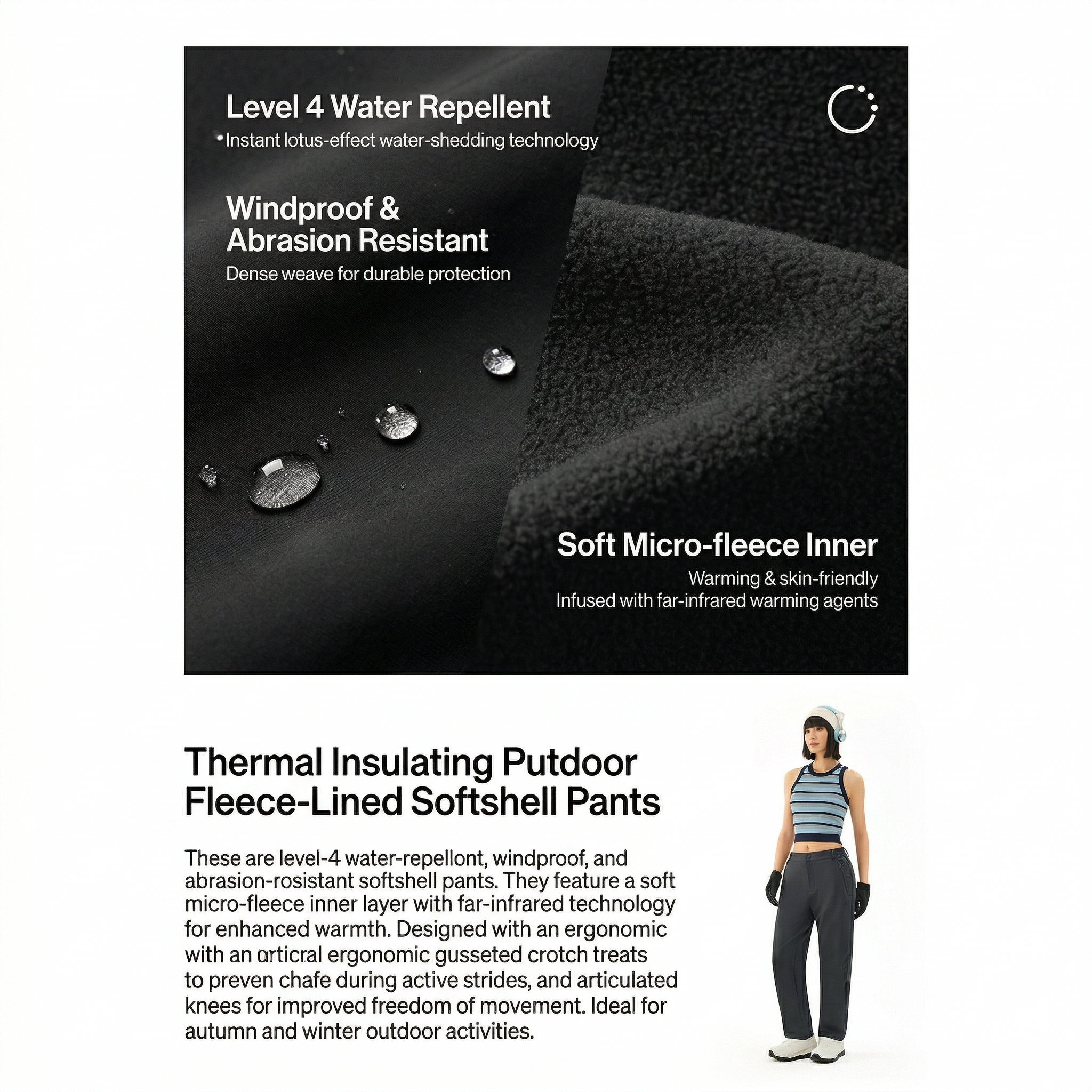 TECTOP Women’s Hiking Pants – Warm & Windproof