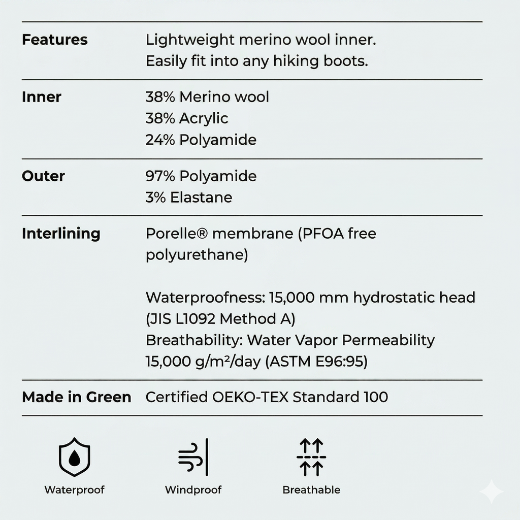 DEXSHELL Thermlite 2.0 Trekking Waterproof Merino Wool Hiking Socks
