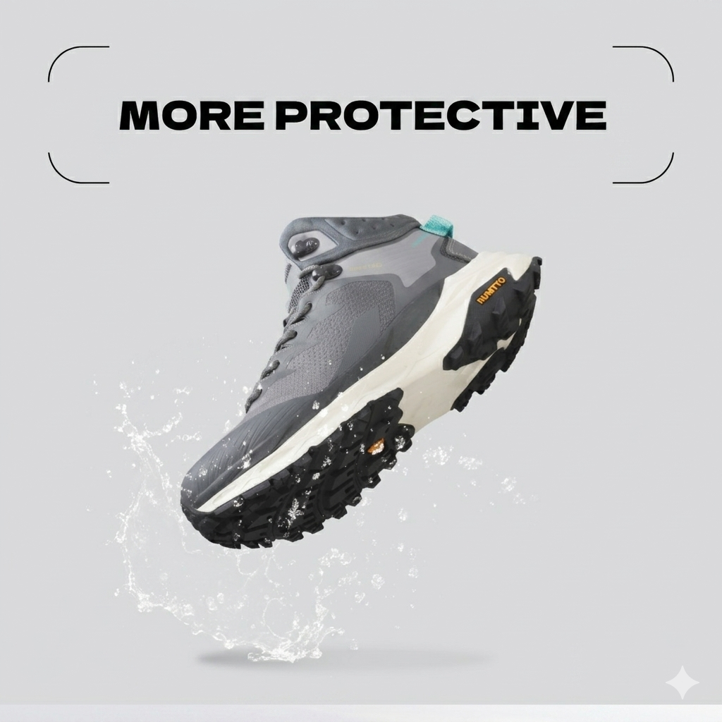 HUMTTO Men’s Mid-Cut Hiking Shoes Waterproof & Durable – Black Grey