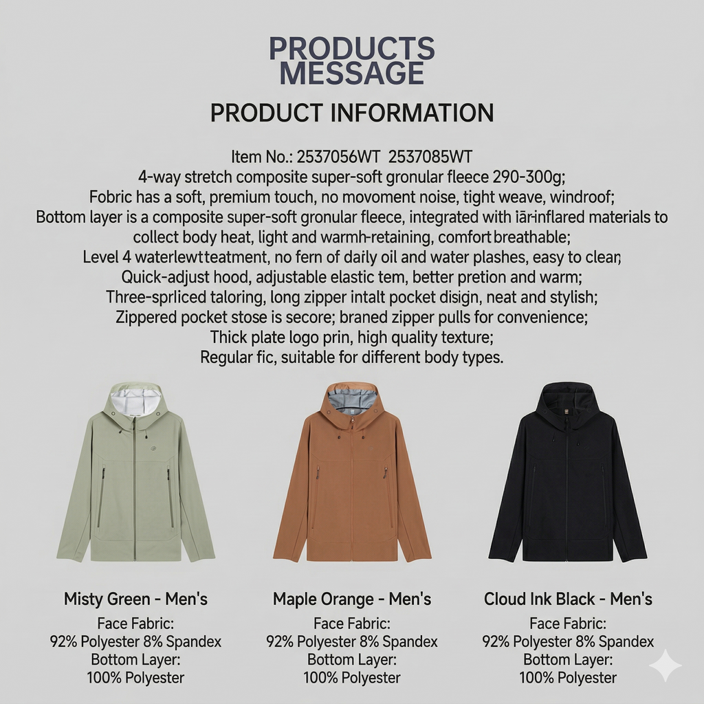 TECTOP Men’s Hiking Jacket – Softshell & Fleece Lined