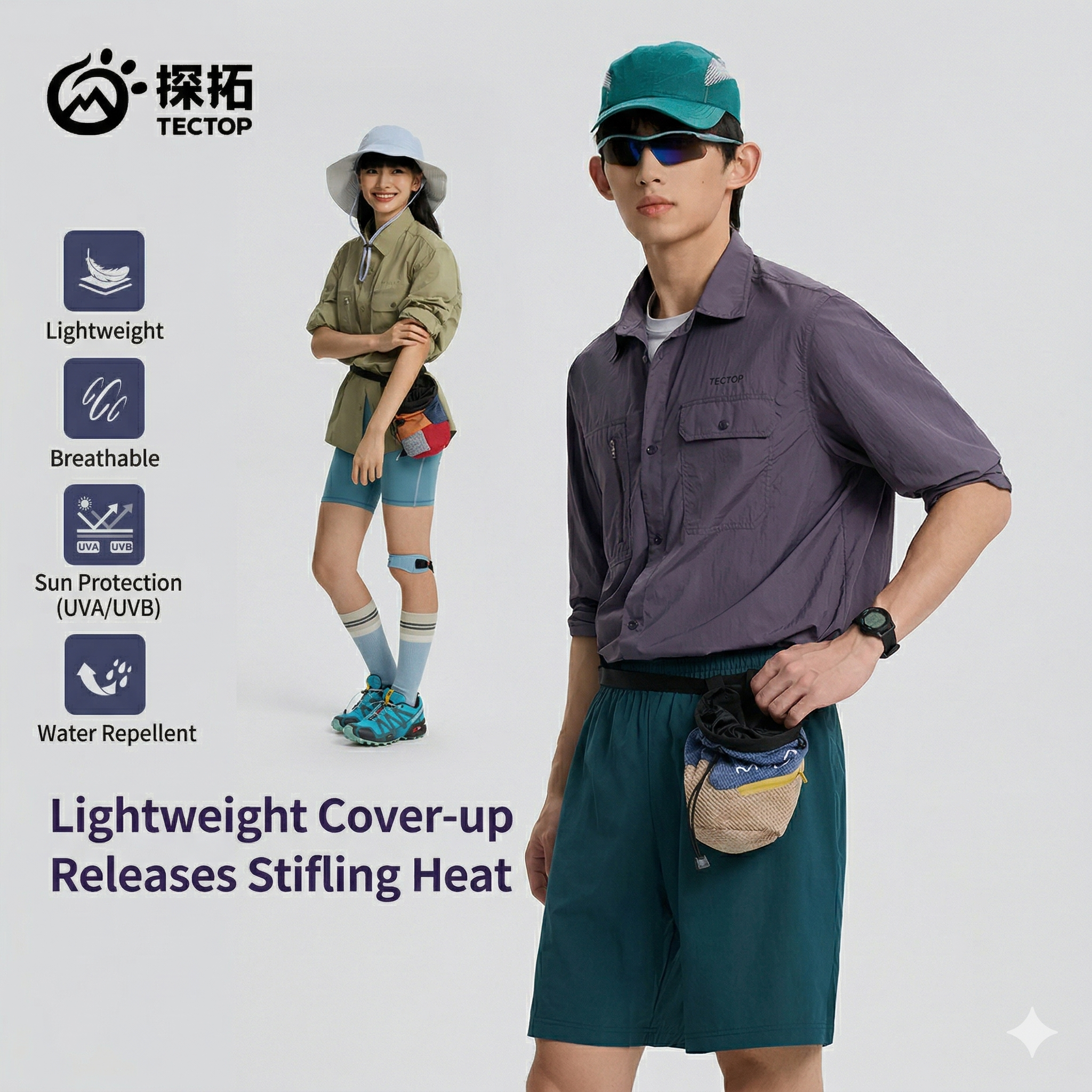 TECTOP Unisex Hiking Long-Sleeve Shirt – UV Protection & Quick-Dry