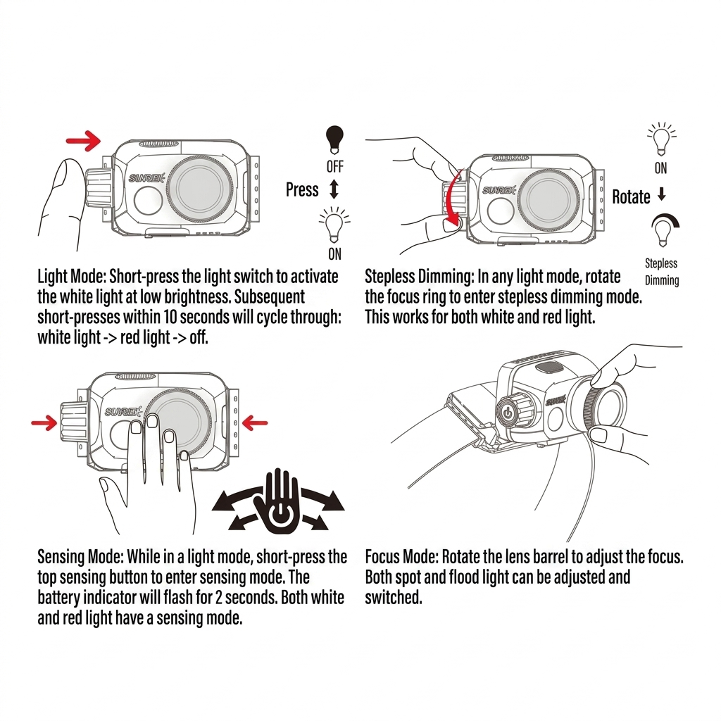 SUNREI Poseidon 2 Zoomable Headlamp - 500 Lumens