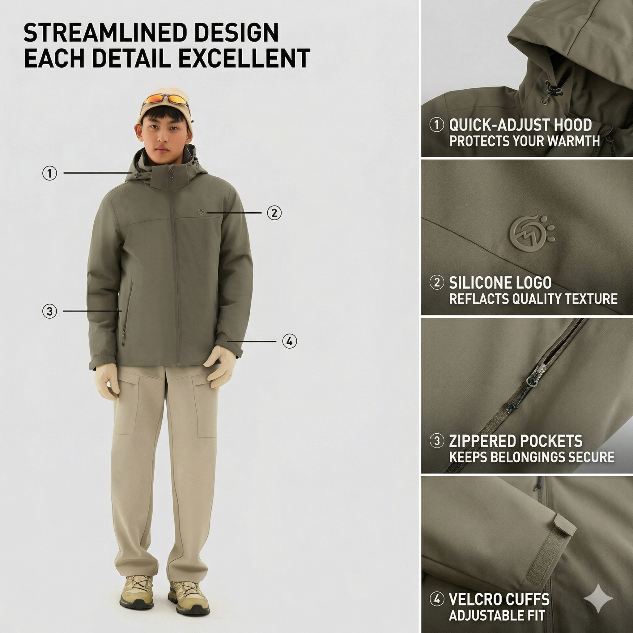 TECTOP Men’s Hiking Jacket – Waterproof & Fleece Lined