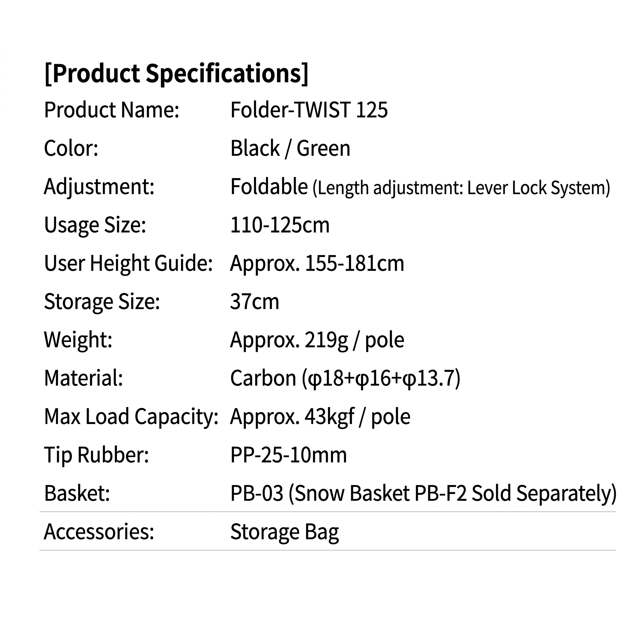 SINANO Folder Twist Trekking Pole 115cm/125cm