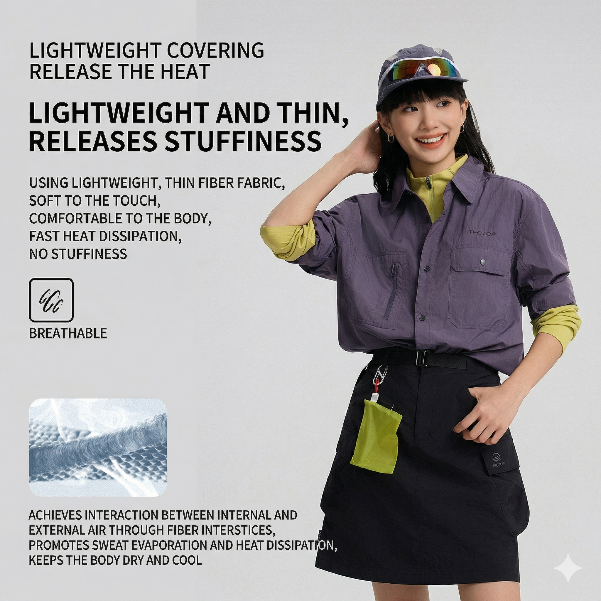 TECTOP Unisex Hiking Long-Sleeve Shirt – UV Protection & Quick-Dry