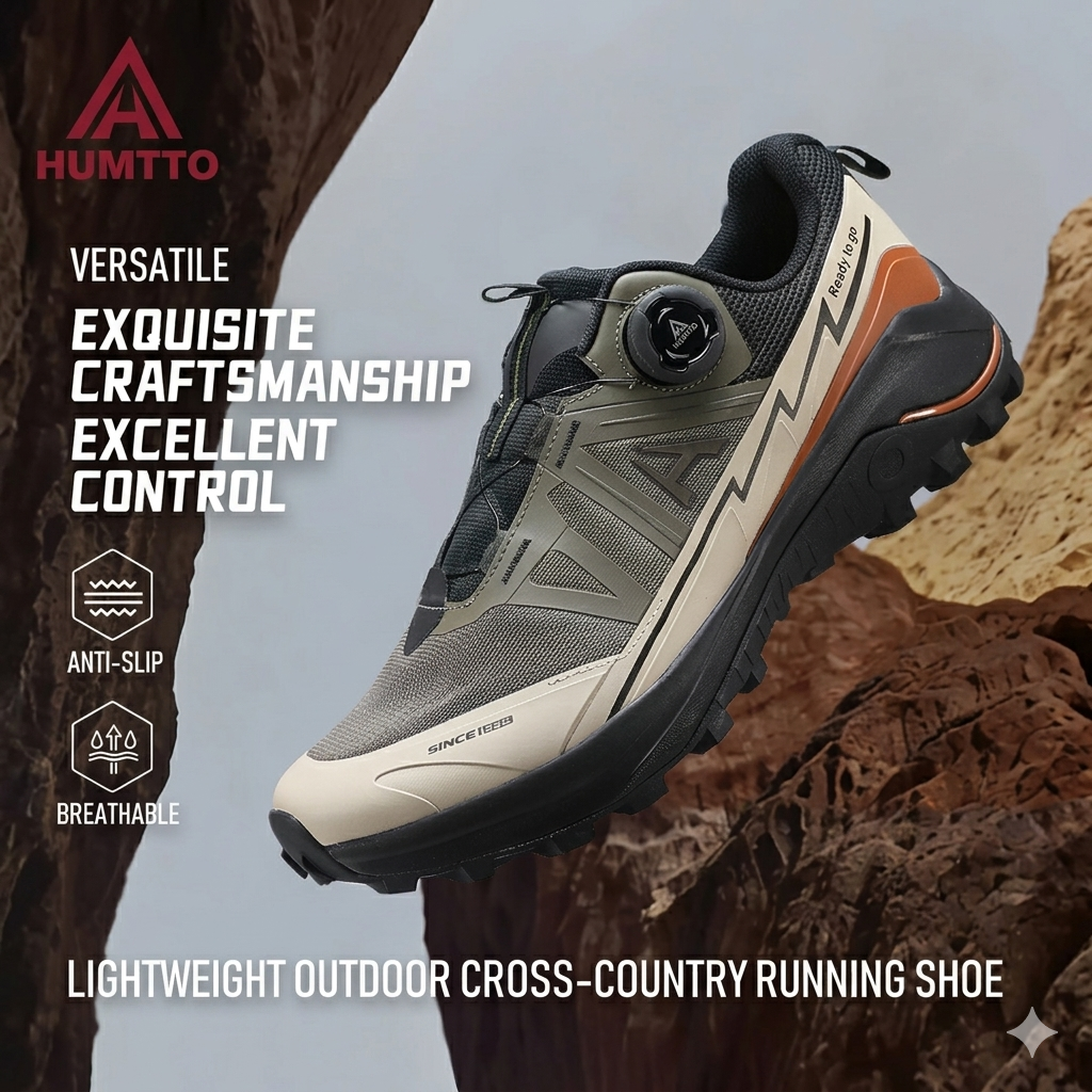 HUMTTO Men’s Low-Cut Trail Running Shoes Lightweight & Non-Slip – Army Green