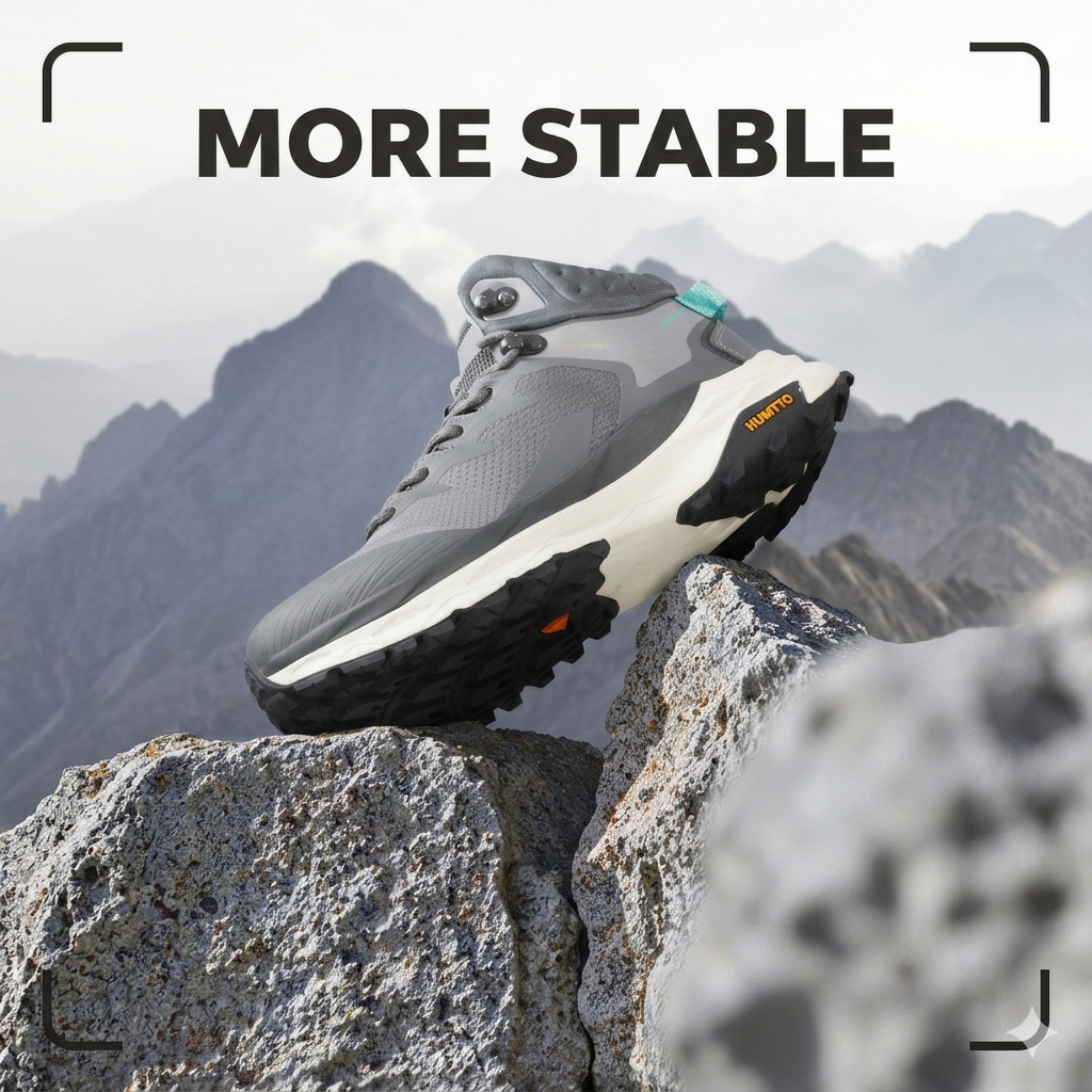 HUMTTO Men’s Mid-Cut Hiking Shoes Waterproof & Durable – Black Grey