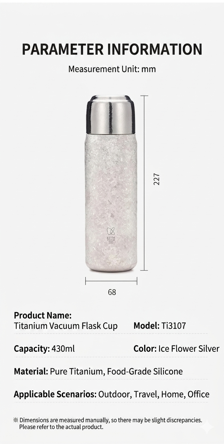 KEITH TITANIUM Flex Pop Lid Vacuum Insulated Water Bottle 430ml Ti3107