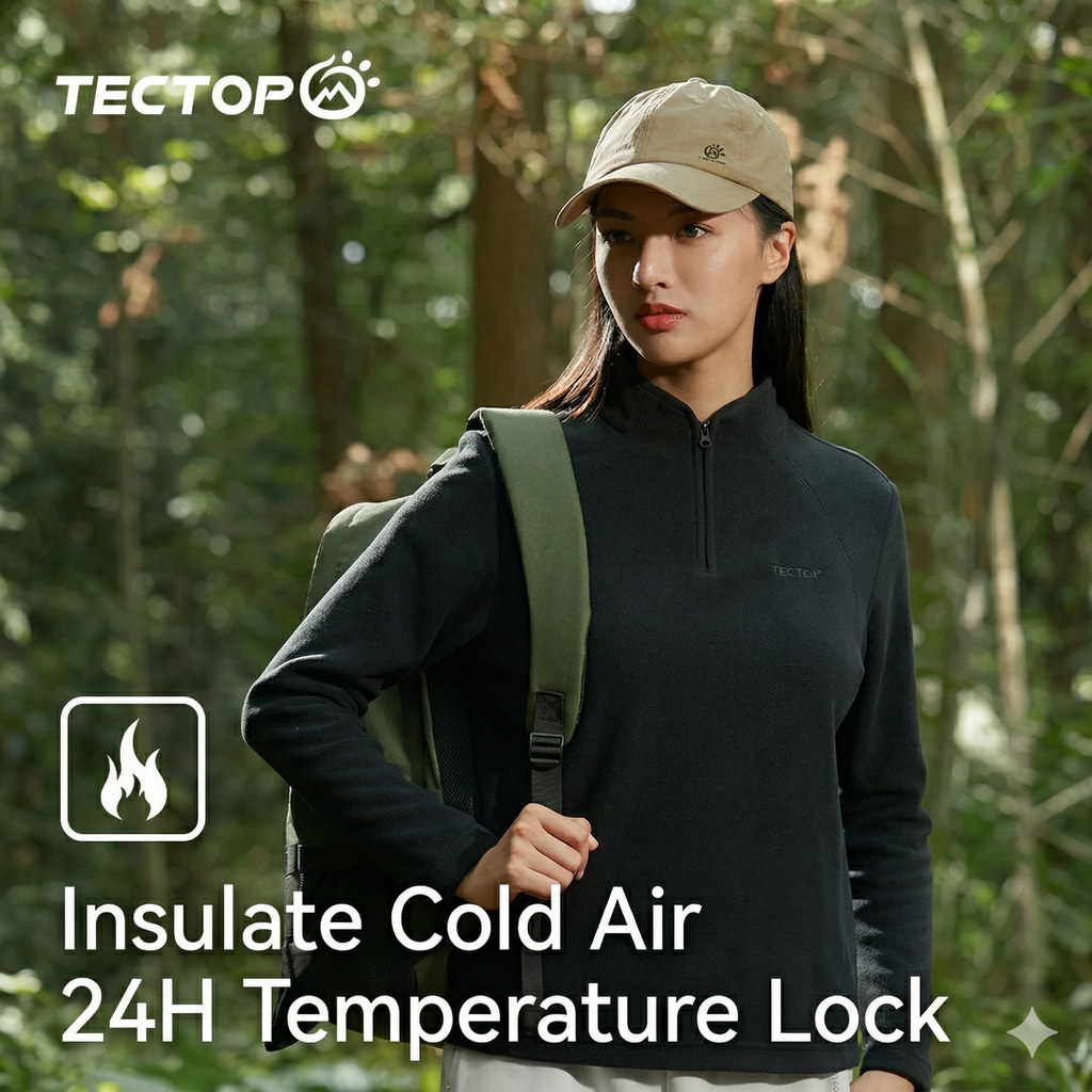 TECTOP Women’s Hiking Half-Zip Fleece Jacket – Warm & Lightweight