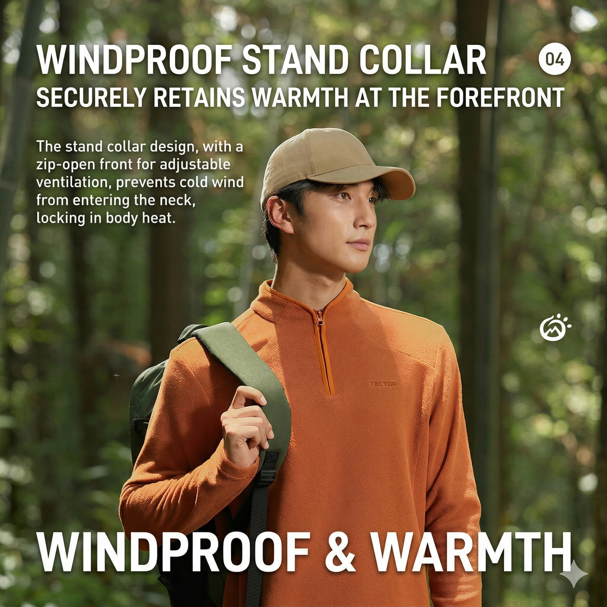 TECTOP Men’s Hiking Half-Zip Fleece Jacket – Warm & Lightweight