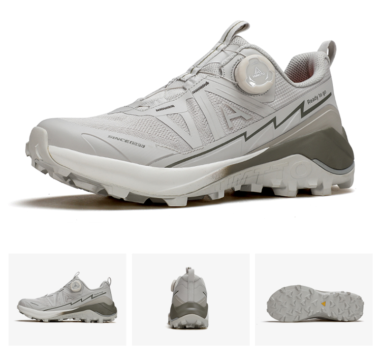 HUMTTO Women’s Low-Cut Trail Running Shoes Lightweight & Non-Slip – Milky Grey/Light Green