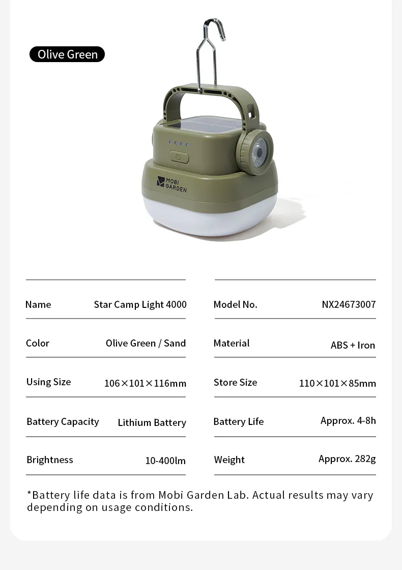 MOBI GARDEN Star Camp Solar Lantern – 400 Lumens