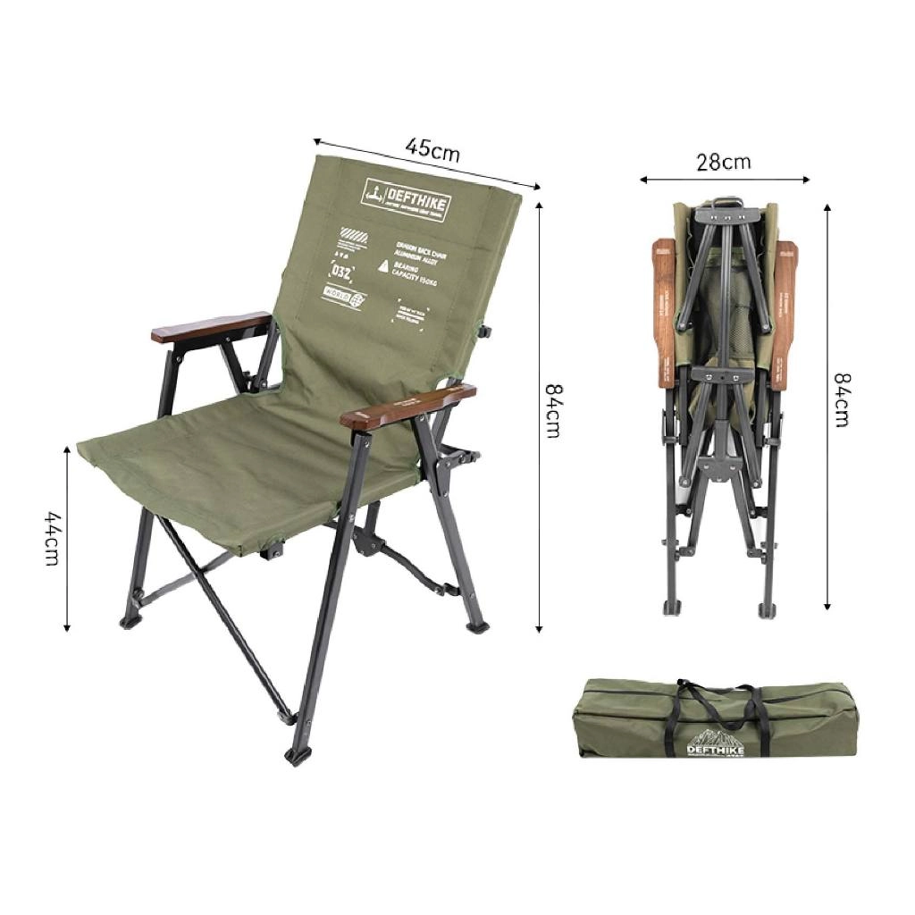 DEFTHIKE Foldable Kermit Chair with Wood Handrest Y013