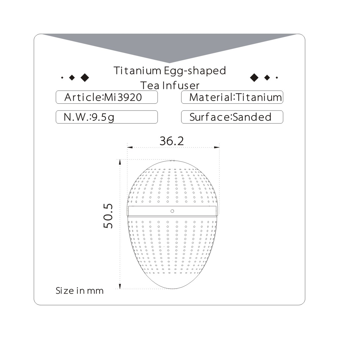 KEITH TITANIUM Egg-Shaped Tea Infuser Ti3920