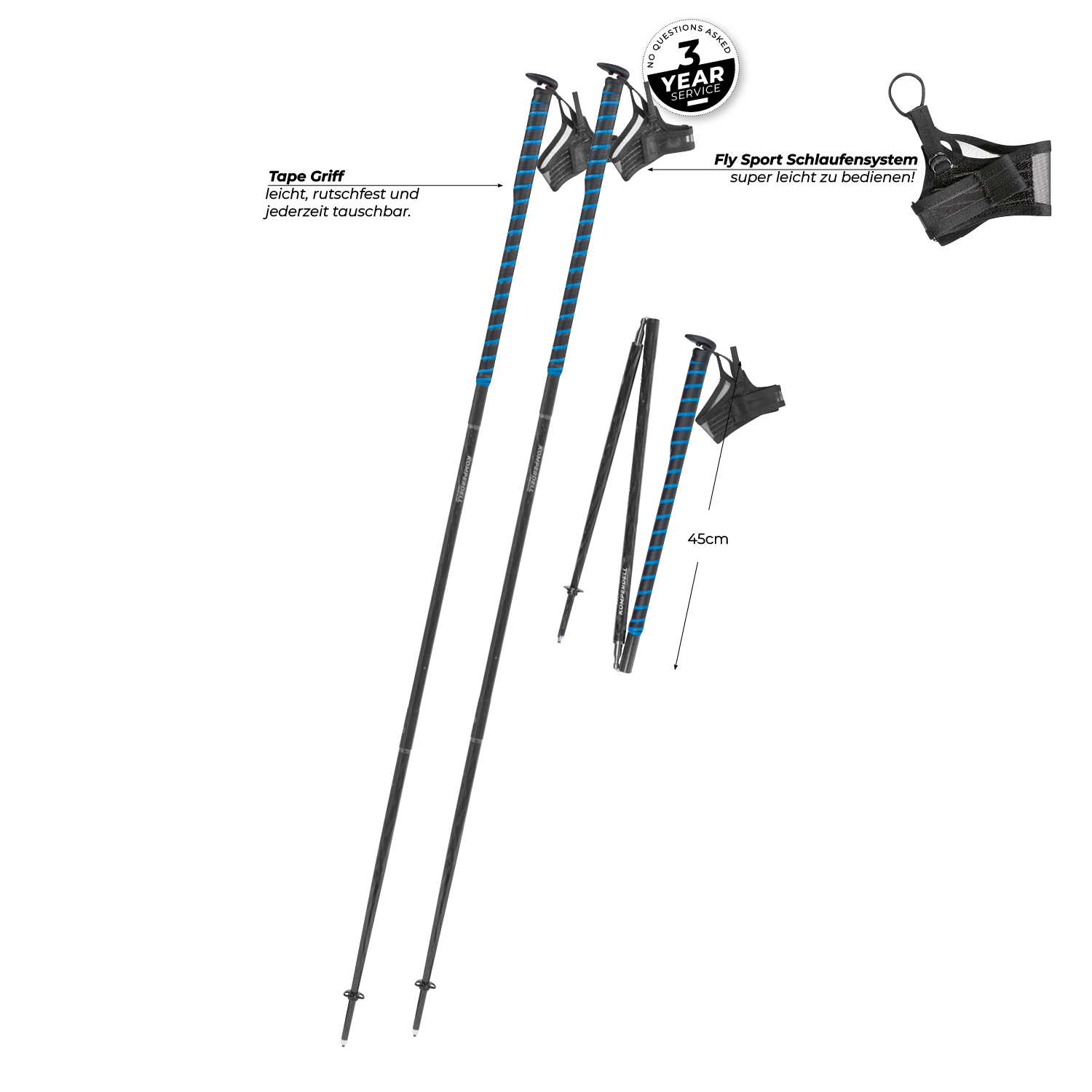 KOMPERDELL FXP Composite Trail Folding Trekking Pole - Blue