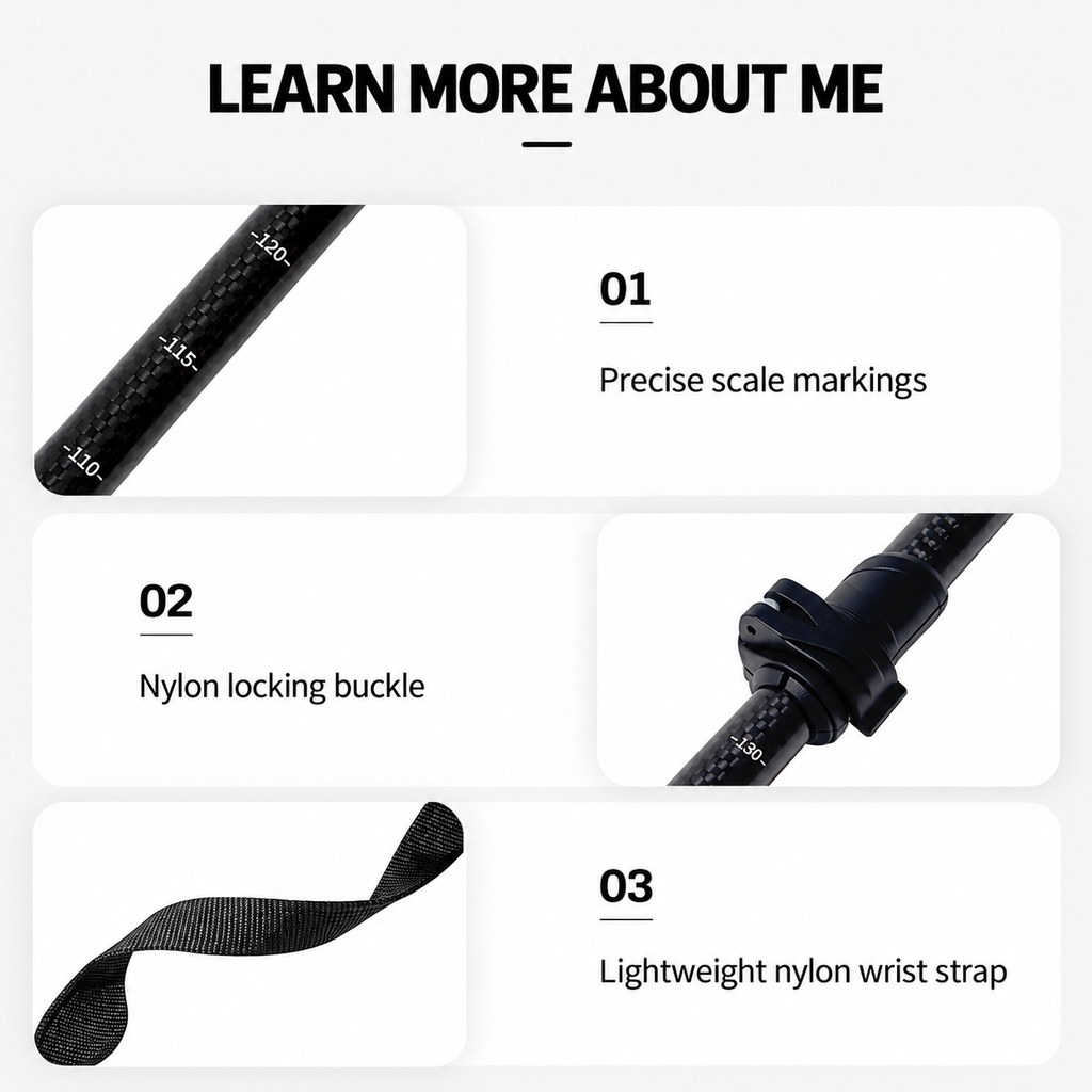 MOBI GARDEN ZT Pole 120 – Ultralight Carbon Fibre Telescopic Trekking Pole (59-120cm)