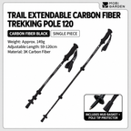 MOBI GARDEN ZT Pole 120 – Ultralight Carbon Fibre Telescopic Trekking Pole (59-120cm)