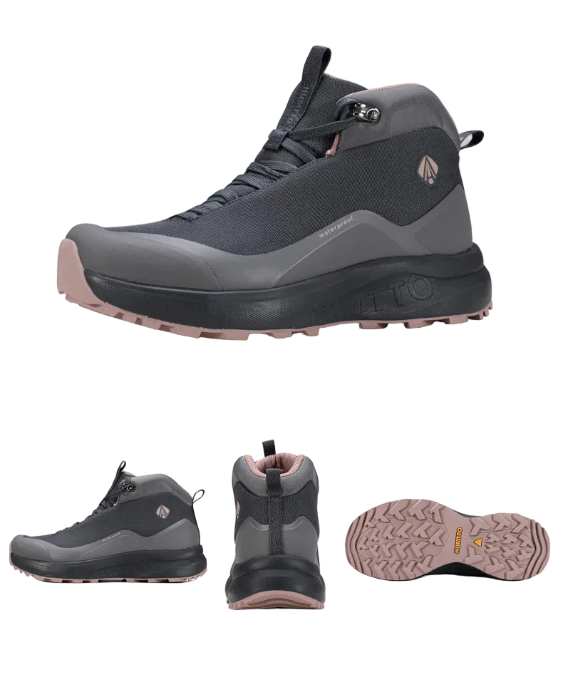 HUMTTO Women’s Mid-Cut Hiking Shoes Waterproof & Shock-Absorbing – Grey