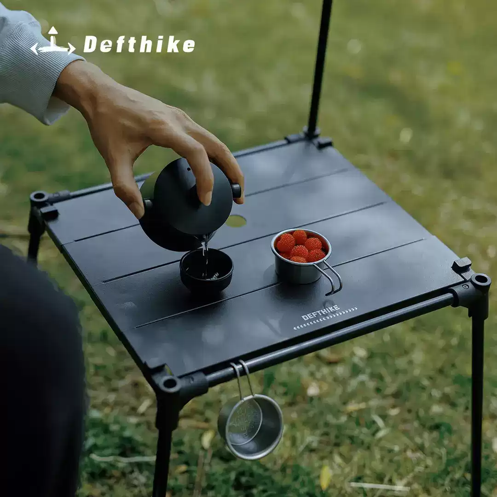 DEFTHIKE Square Camping Table with Light Pole Set