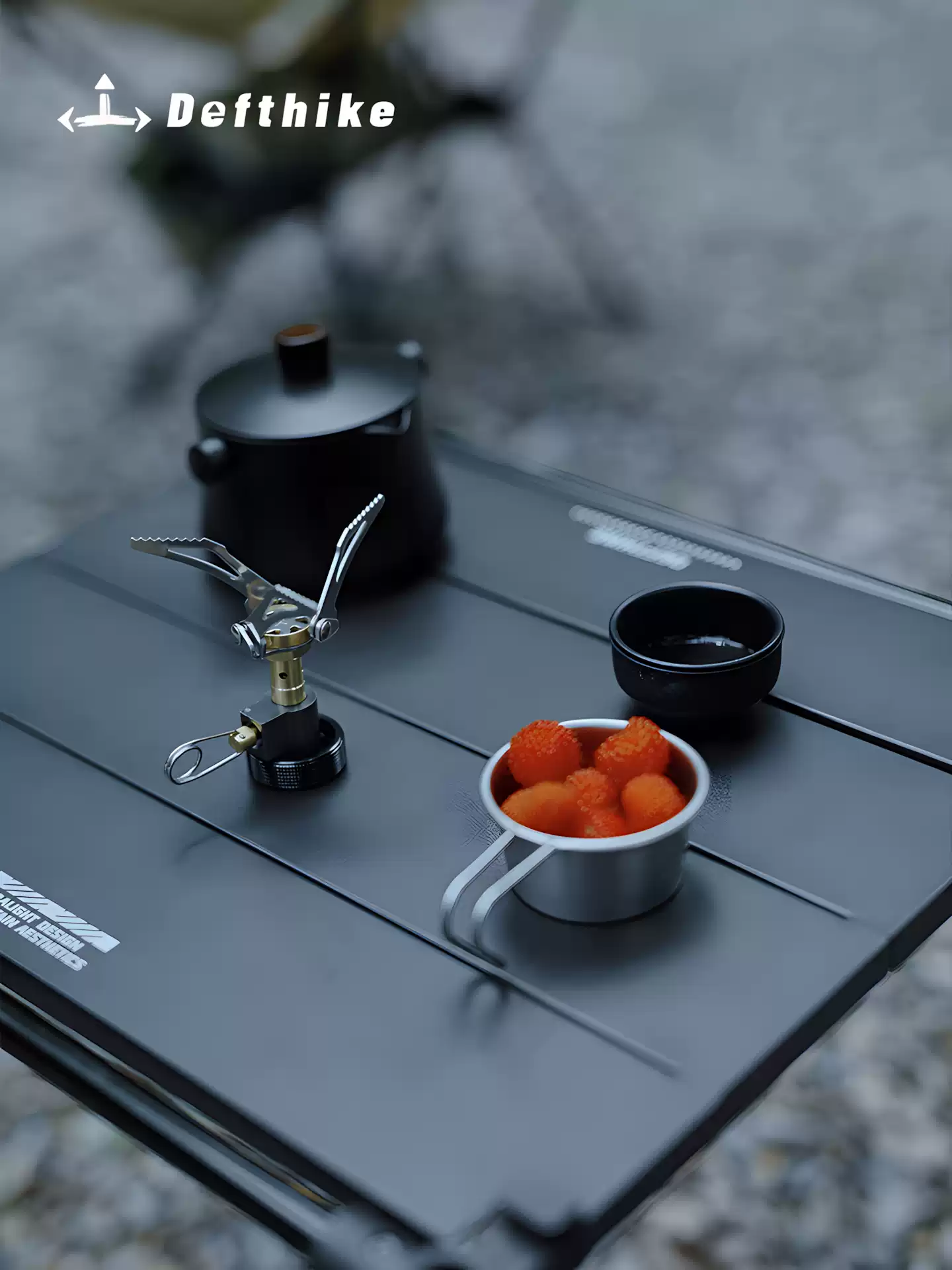 DEFTHIKE Square Camping Table with Light Pole Set