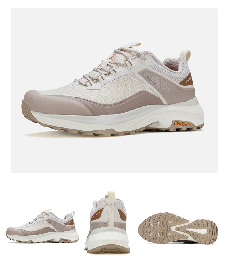 HUMTTO Women’s Low-Cut Hiking Shoes Waterproof & Non-Slip – Milky/Brown