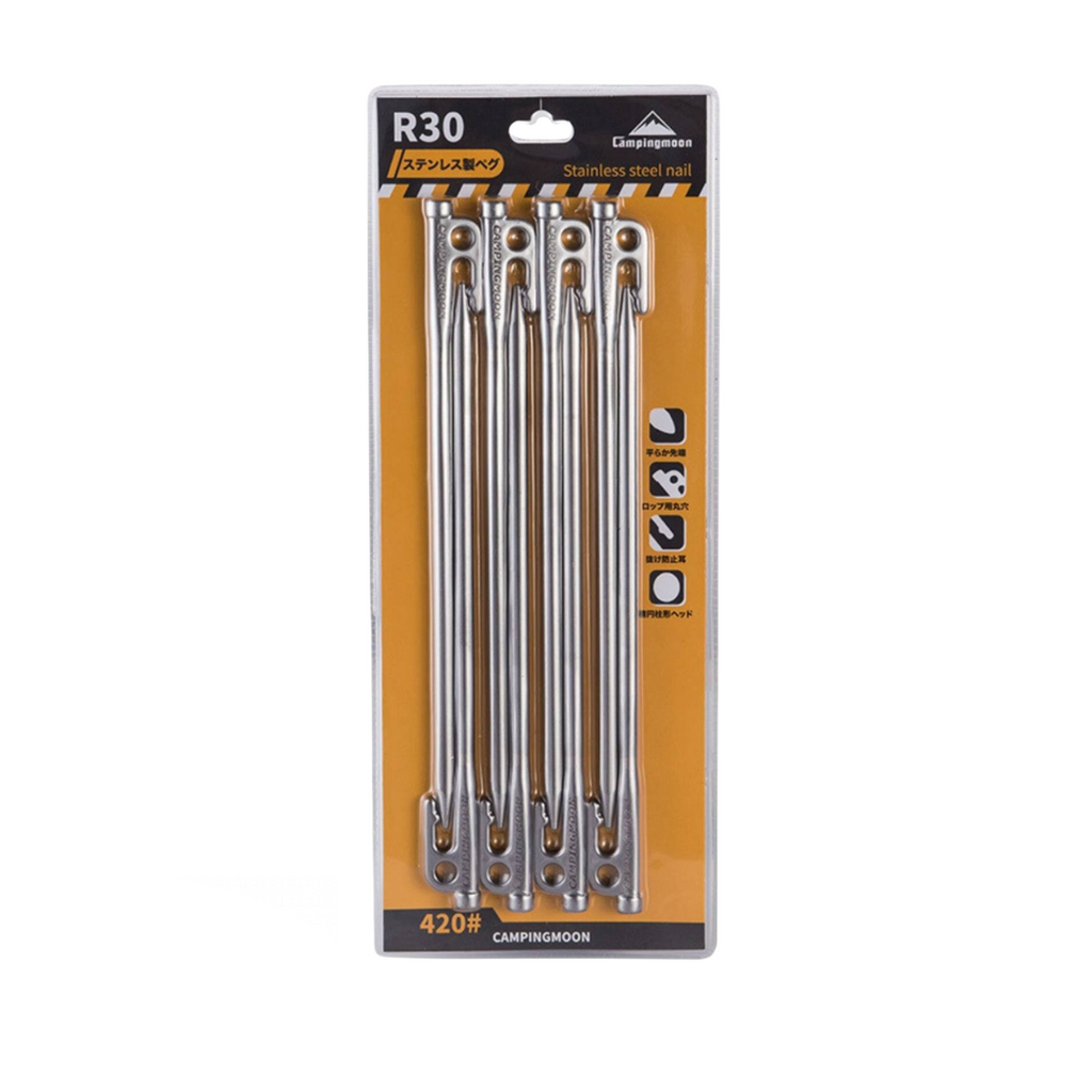 CAMPINGMOON R30-8pcs Tent Peg Stainless Steel Peg Hard Ground