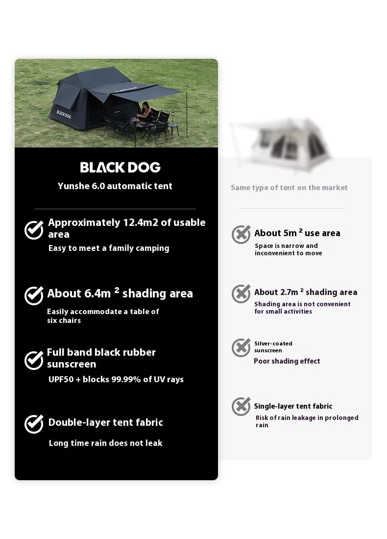 BLACKDOG Yunshe 13 Auto Tent – 395CM × 274CM (4–6 Person)
