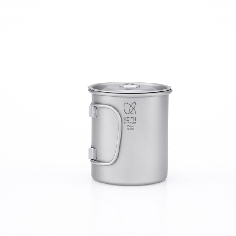 KEITH TITANIUM Single-Wall Mug with Folding Handle & Lid 300ml Ti3201