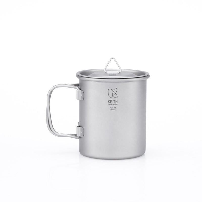 KEITH TITANIUM Single-Wall Mug with Folding Handle & Lid 300ml Ti3201