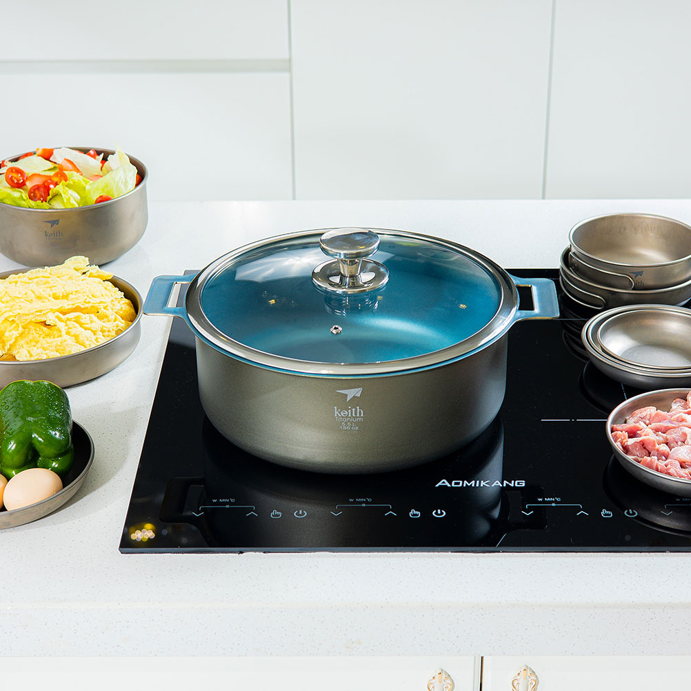 KEITH TITANIUM Cooking Pot 5.5L with Lid Ti8125
