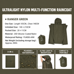 MOBI GARDEN Ultralight 3-in-1 Raincoat Poncho