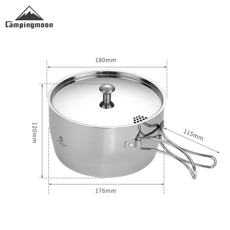 CAMPINGMOON CC-18 Saucepan & S363-2S Double Layer Steamer Set