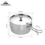 CAMPINGMOON CC-18 Saucepan & S363-2S Double Layer Steamer Set