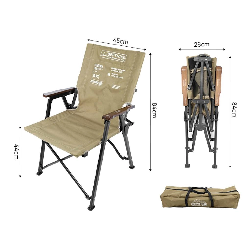 DEFTHIKE Foldable Kermit Chair with Wood Handrest Y013