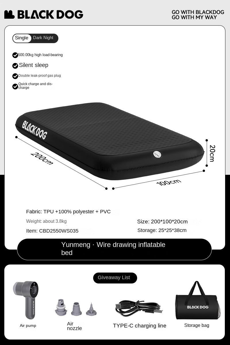 BLACKDOG Yunmeng Inflatable Sleeping Pad Air Cushion – 1P