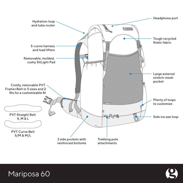 GOSSAMER GEAR Mariposa 60 Hiking & Trekking Backpack