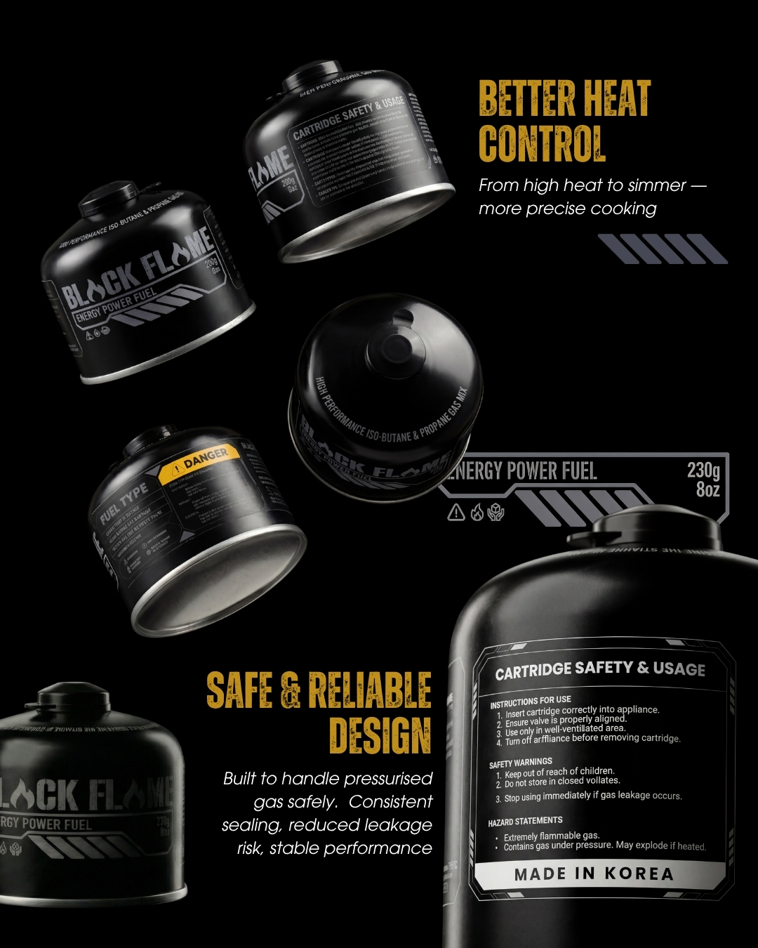 BLACK FLAME Gas Cartridge 450g