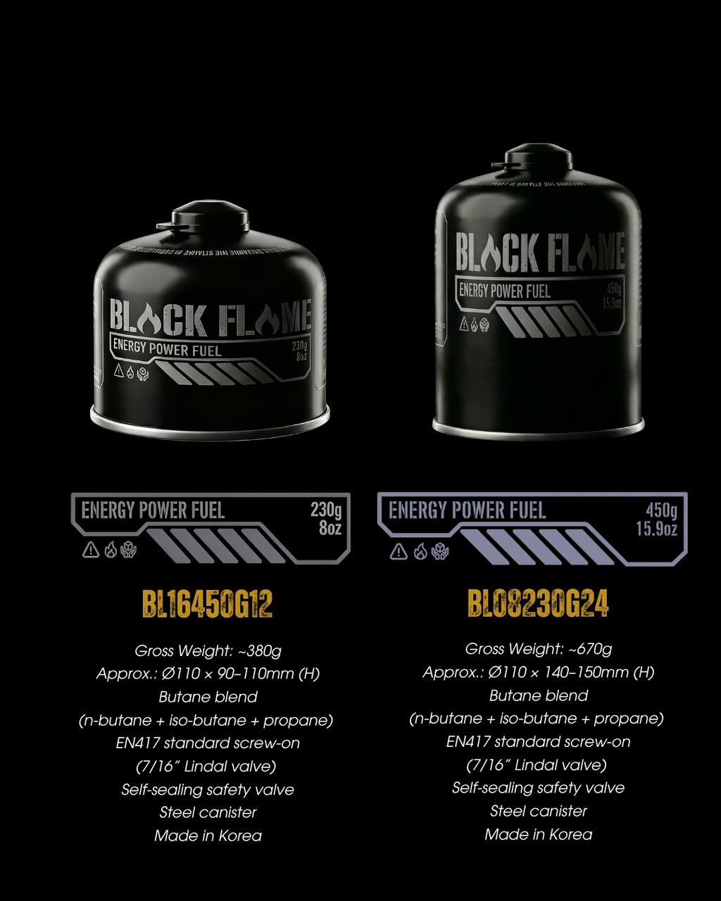 BLACK FLAME Gas Cartridge 230g