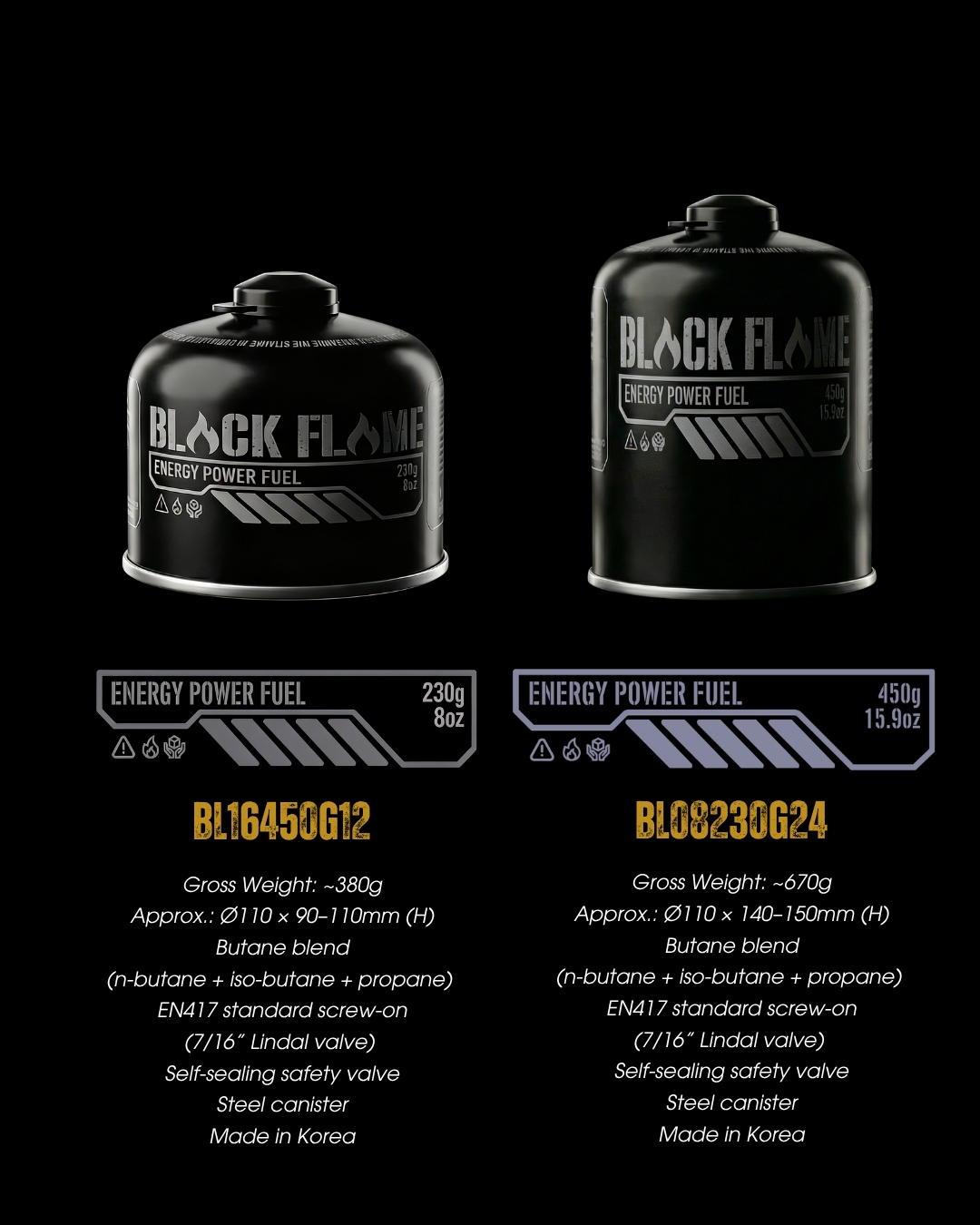 BLACK FLAME Gas Cartridge 450g