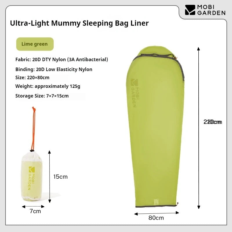 MOBI GARDEN Ultra-Light Mummy Sleeping Bag Liner