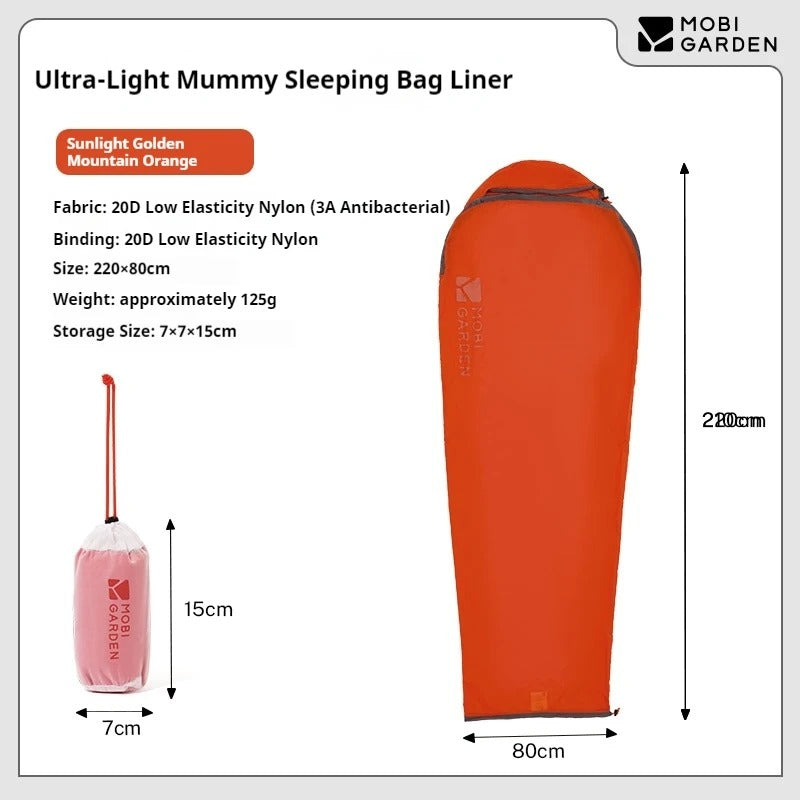 MOBI GARDEN Ultra-Light Mummy Sleeping Bag Liner
