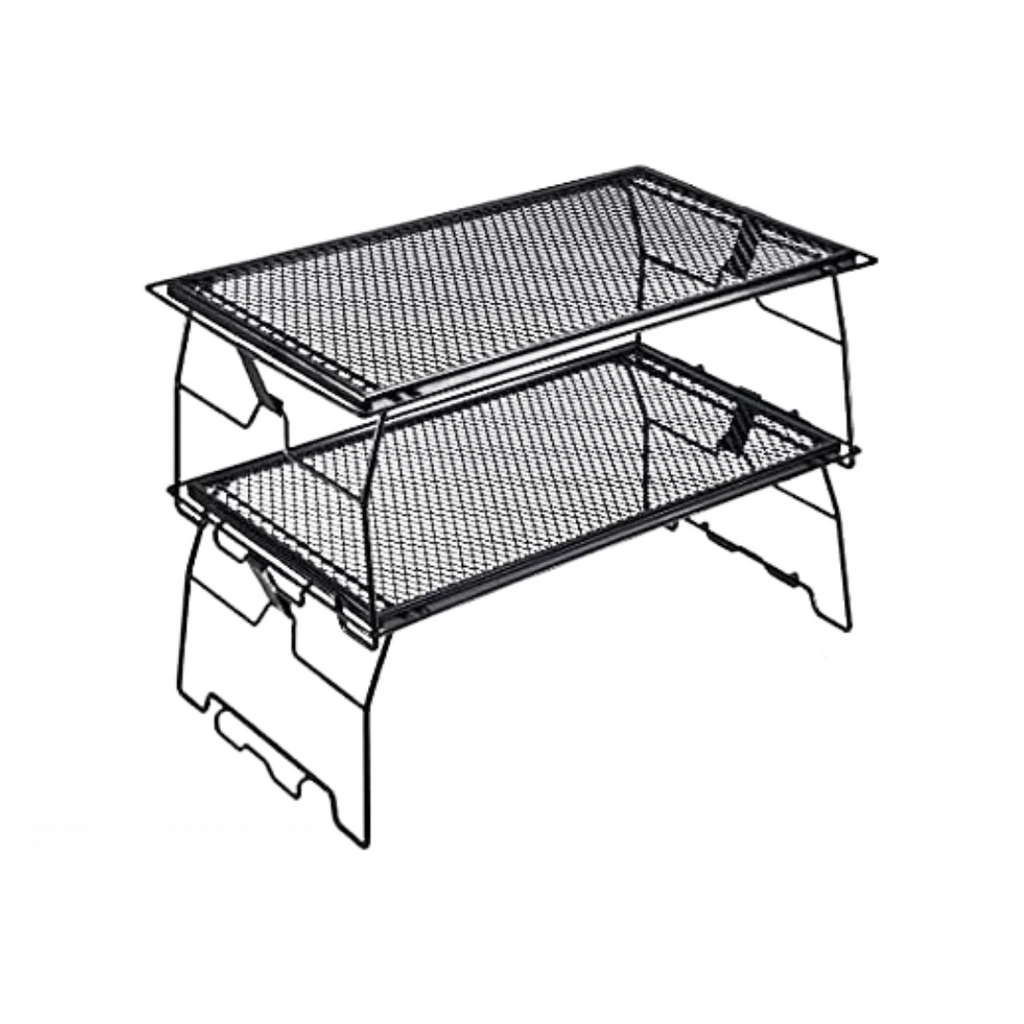 CAMPINGMOON T-238-2T Set Stackable Steel Mesh Table Rack